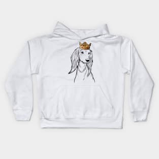 Saluki Dog King Queen Wearing Crown Kids Hoodie